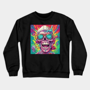 Psychedelic Brightly Colored Skulls and Skeletons Crewneck Sweatshirt